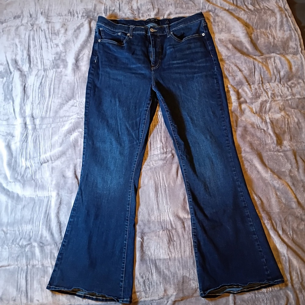 Lucky Brand Stevie High Rise Flare Jeans Dark Wash Blue Denim Womens 16/33